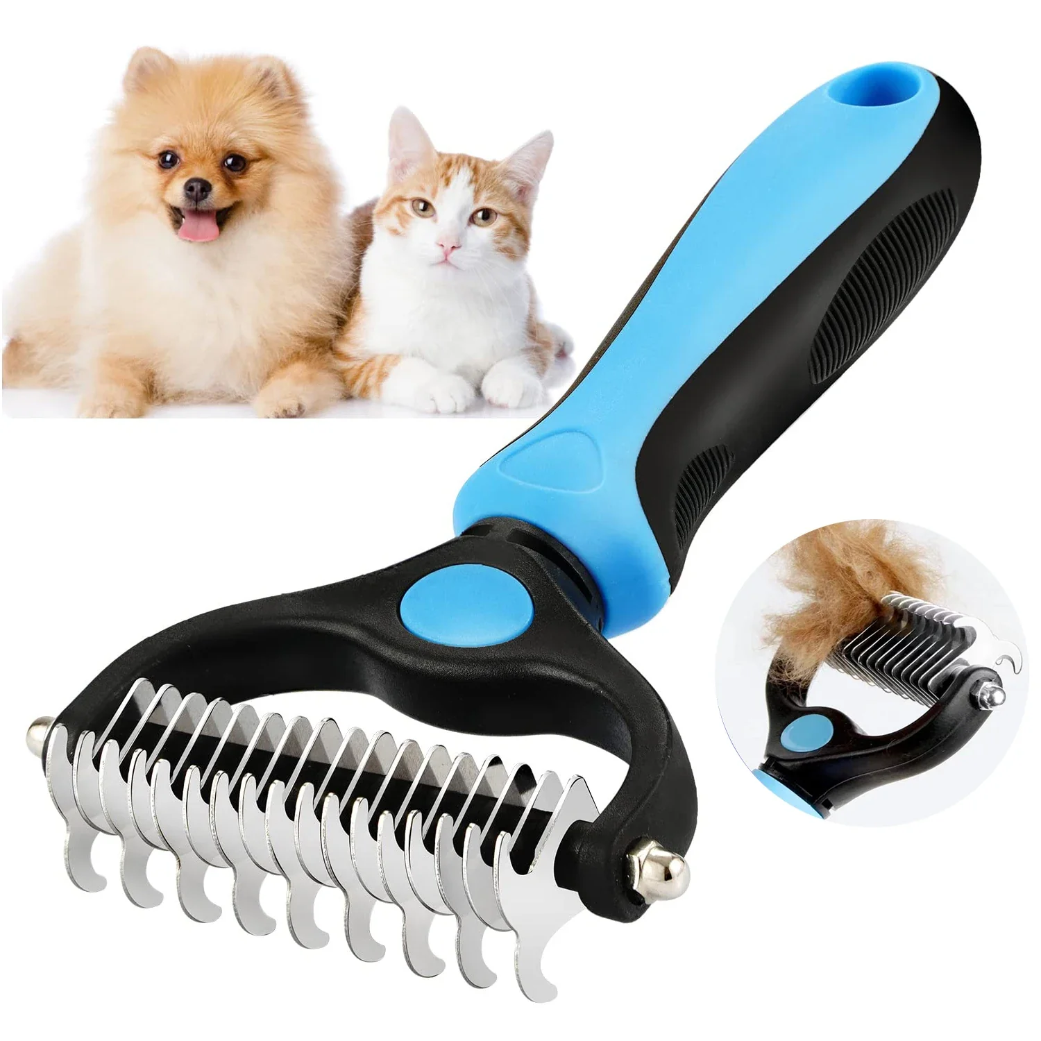 Pet Grooming Care Deshedding Brush for Dogs & Cats - Fur Remover & Knot Cutter Comb - Image 2