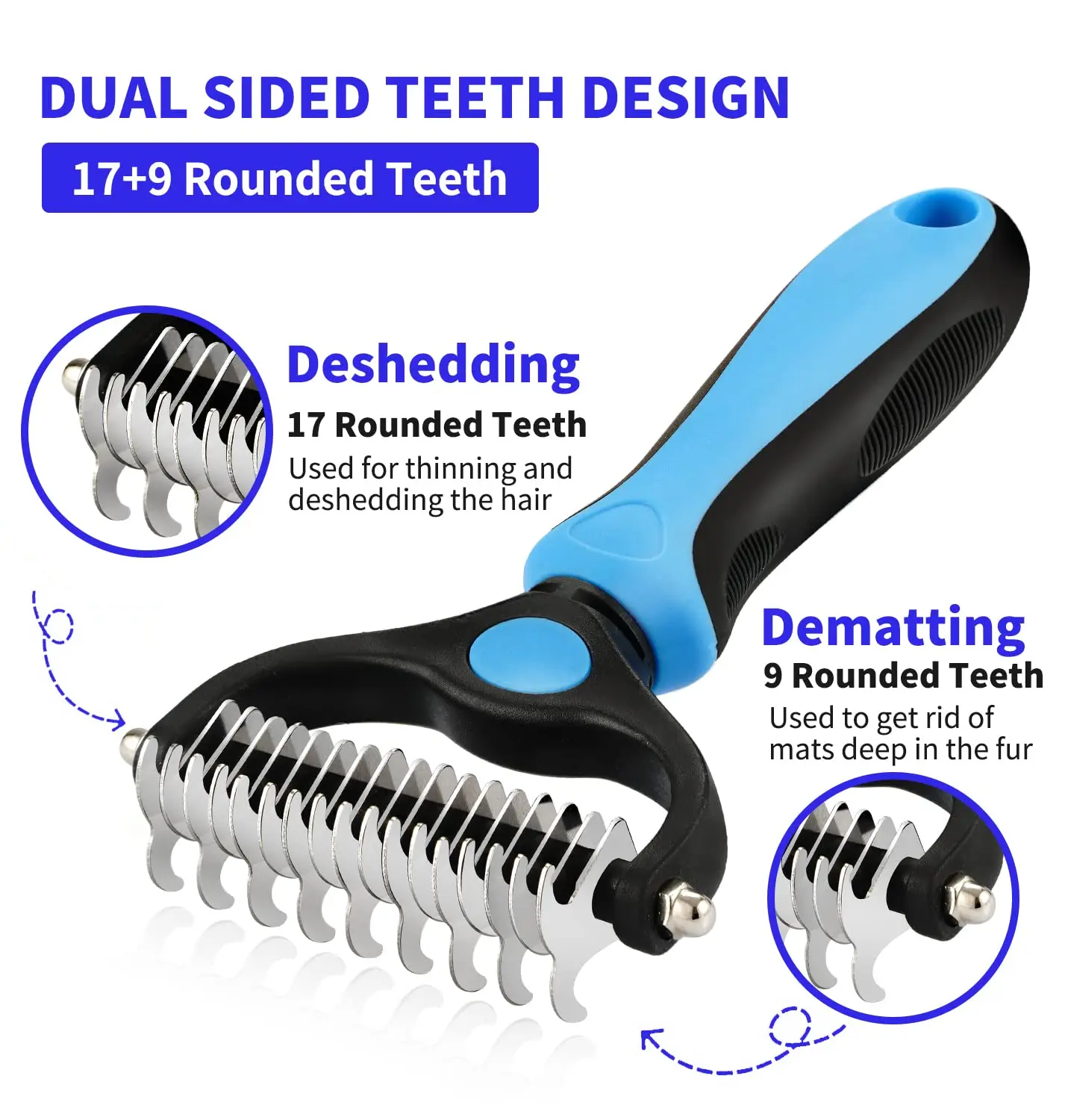 Pet Grooming Care Deshedding Brush for Dogs & Cats - Fur Remover & Knot Cutter Comb - Image 3