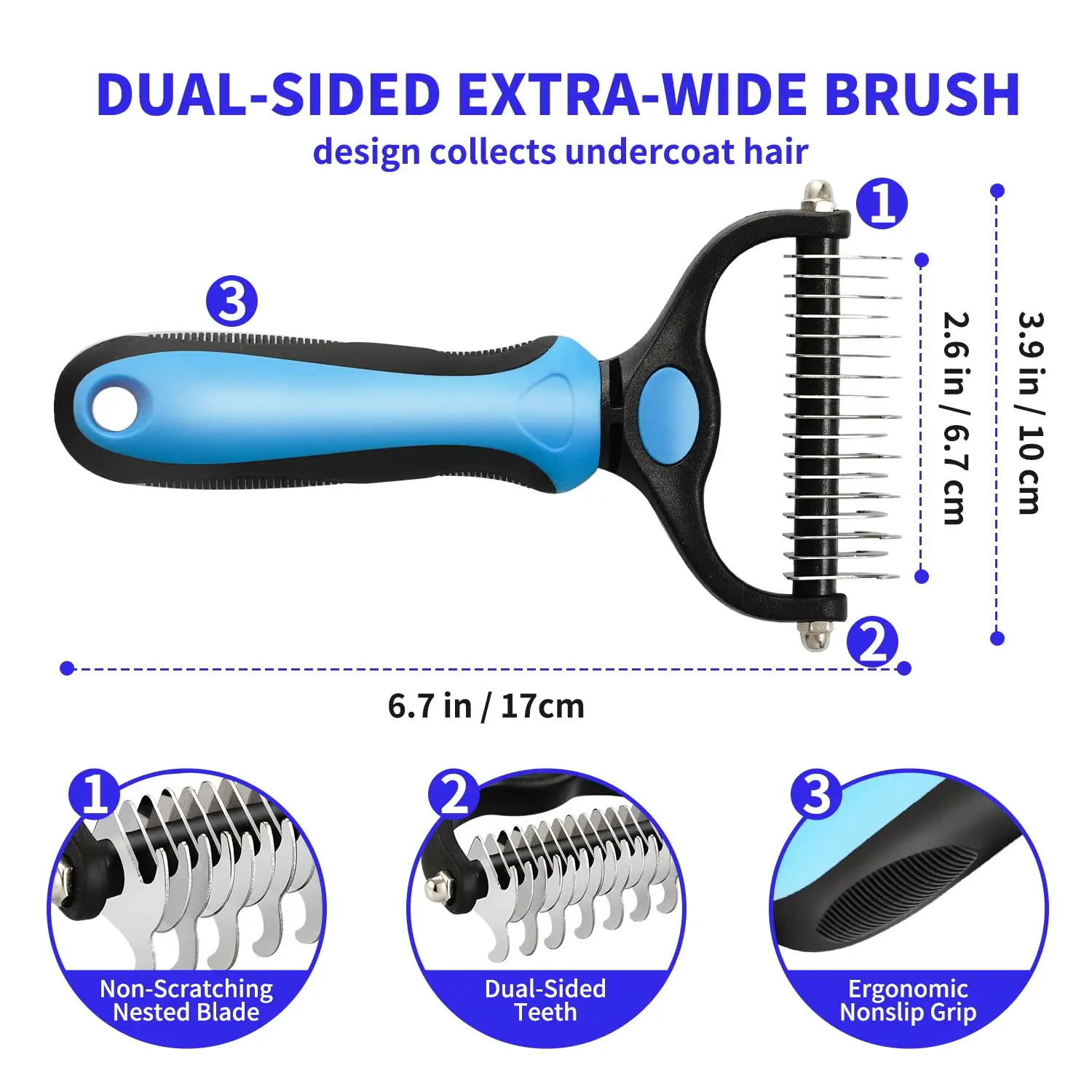 Pet Grooming Care Deshedding Brush for Dogs & Cats - Fur Remover & Knot Cutter Comb - Image 5