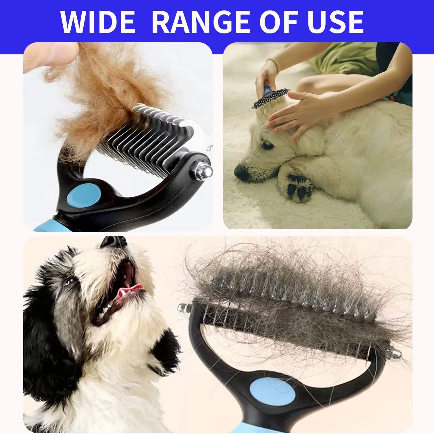 Pet Grooming Care Deshedding Brush for Dogs & Cats - Fur Remover & Knot Cutter Comb - Image 6