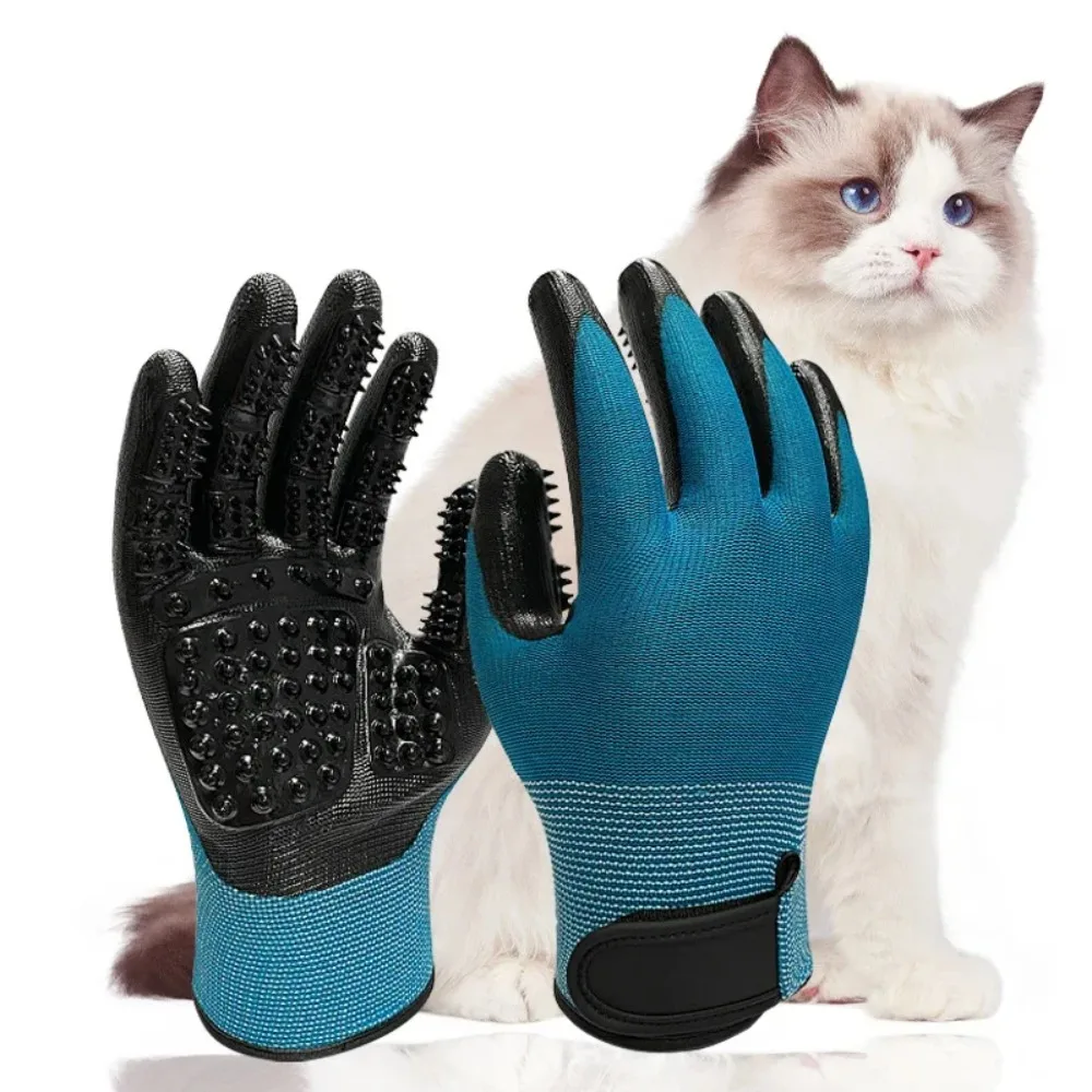 Pet Grooming Gloves Teal Rubber Bath Gloves Spring 2026 Hair Removal Non Slip Gentle Massage - Image 4