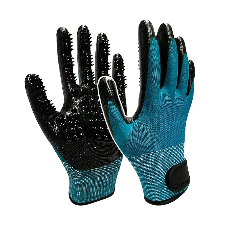 Pet Grooming Gloves Teal Rubber Bath Gloves Spring 2026 Hair Removal Non Slip Gentle Massage - Image 9