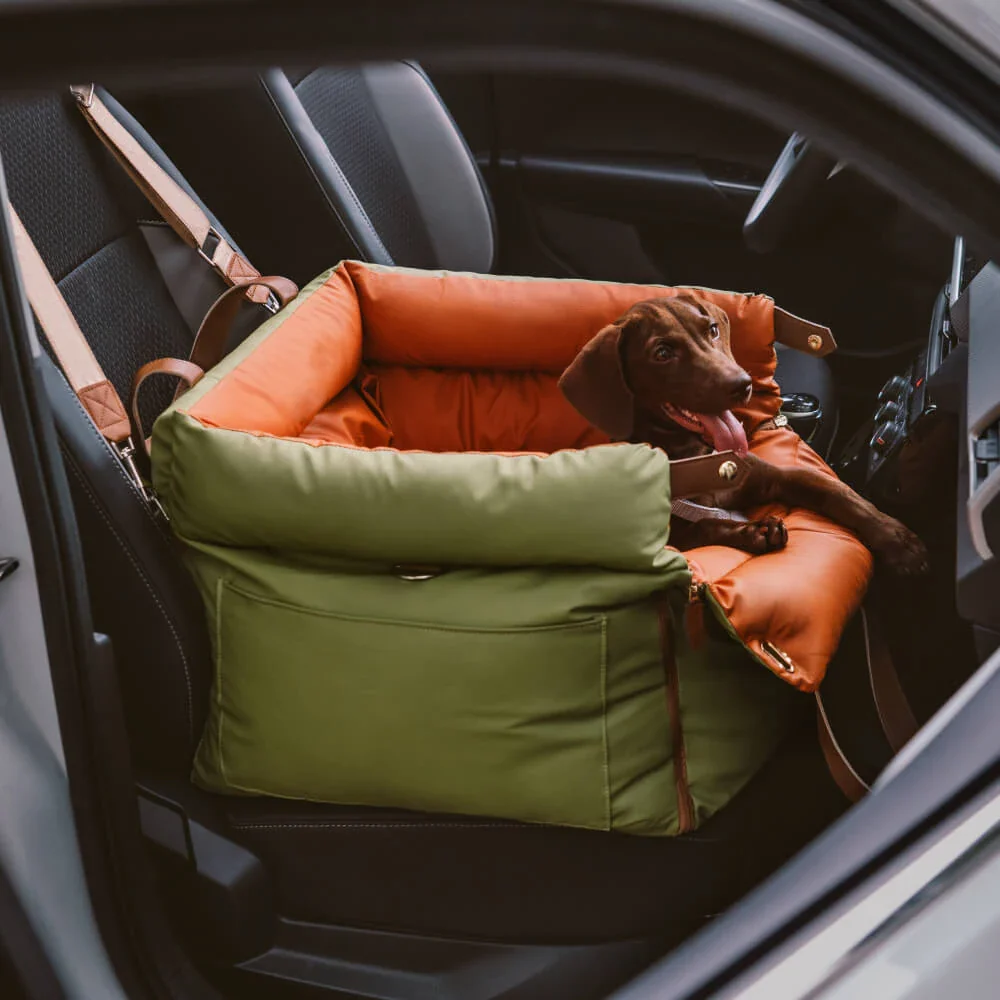 Pet Outing Lathe Luxury Faux Leather Dog Car Seat - Portable Booster Bed for Cats and Dogs - Image 10
