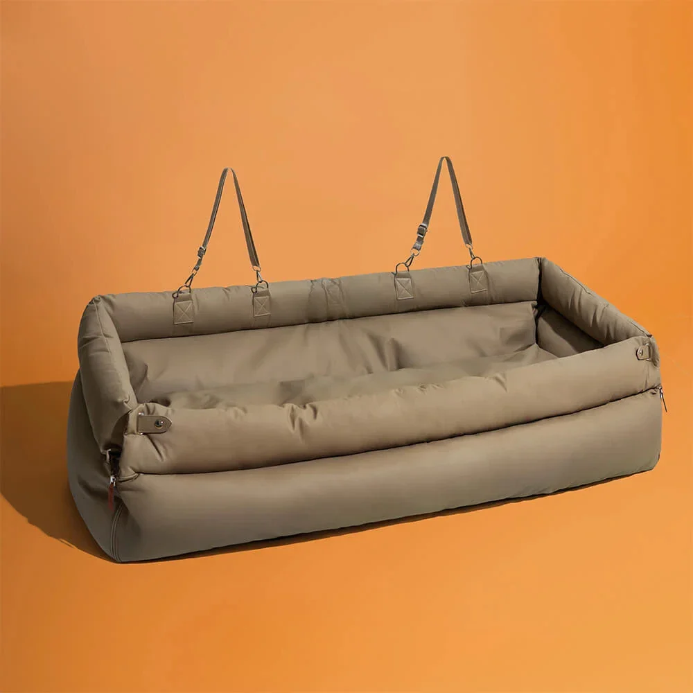 Pet Outing Lathe Luxury Faux Leather Dog Car Seat - Portable Booster Bed for Cats and Dogs - Image 6