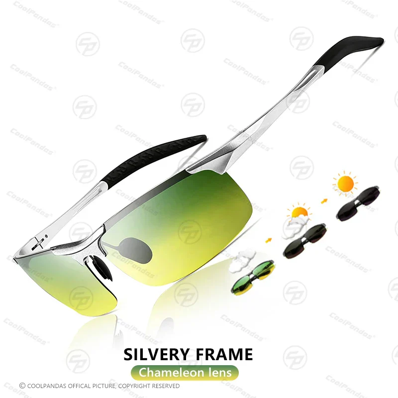 Photochromic Sunglasses Rimless Polarized Driving Night Vision Anti Glare Summer 2025 - Image 9