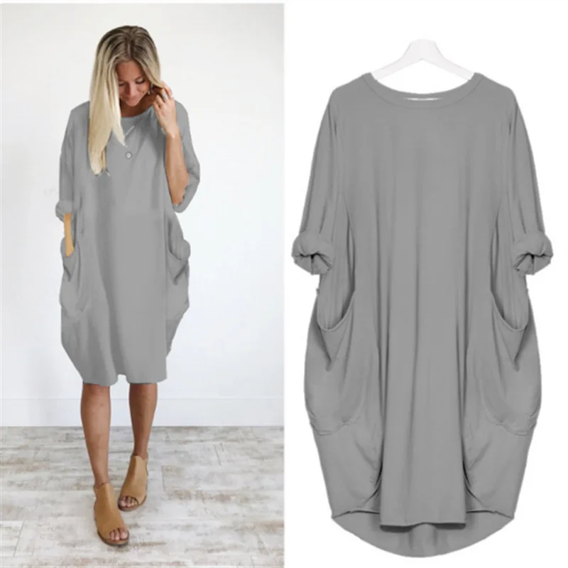 Plus Size Women's Dress with Pockets, Oversize Relaxed Fit, Soft Lightweight Fabric, Sizes S-5XL - Image 2