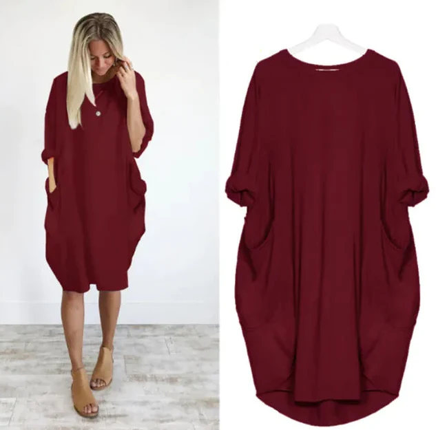 Plus Size Women's Dress with Pockets, Oversize Relaxed Fit, Soft Lightweight Fabric, Sizes S-5XL - Image 8