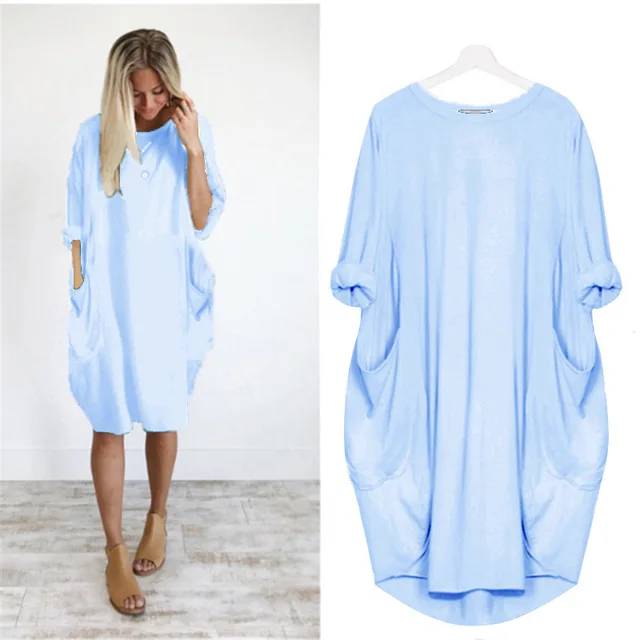 Plus Size Women's Dress with Pockets, Oversize Relaxed Fit, Soft Lightweight Fabric, Sizes S-5XL - Image 9