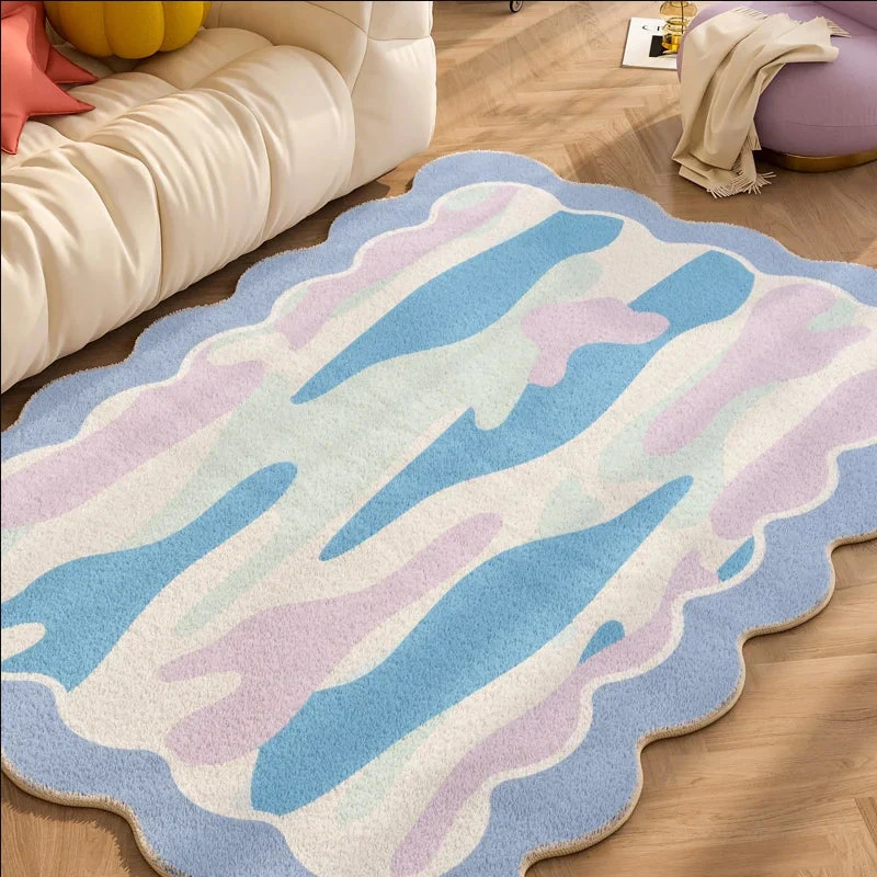 Plush Rug Checkered Scalloped Area Rug, Kids Bedroom Living Room Accent Fall 2025 Cozy Fluffy Machine Washable - Image 16