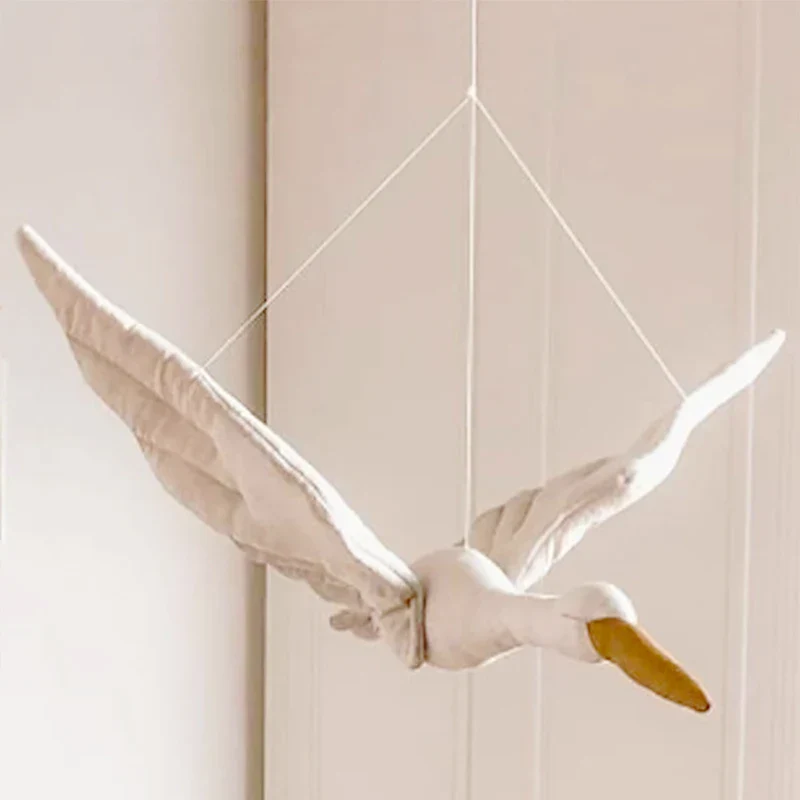 Plush Swan Wall Hanging Mobile Soothing Pillow Nursery Decor Fall 2025 Boho Kids Room Calming Accent - Image 2