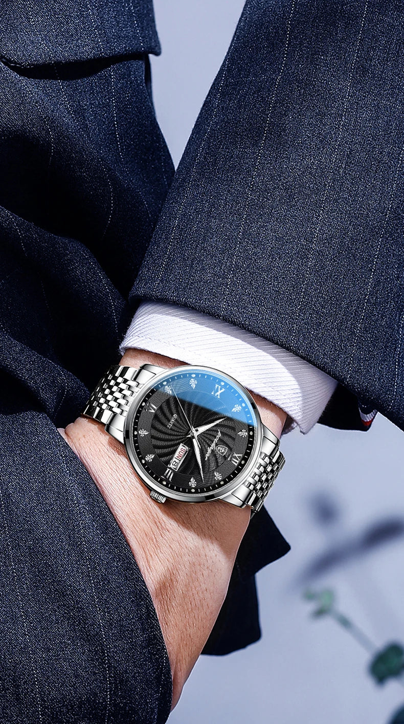Quartz Wristwatch Stainless Steel Luminous Date Week - Image 6