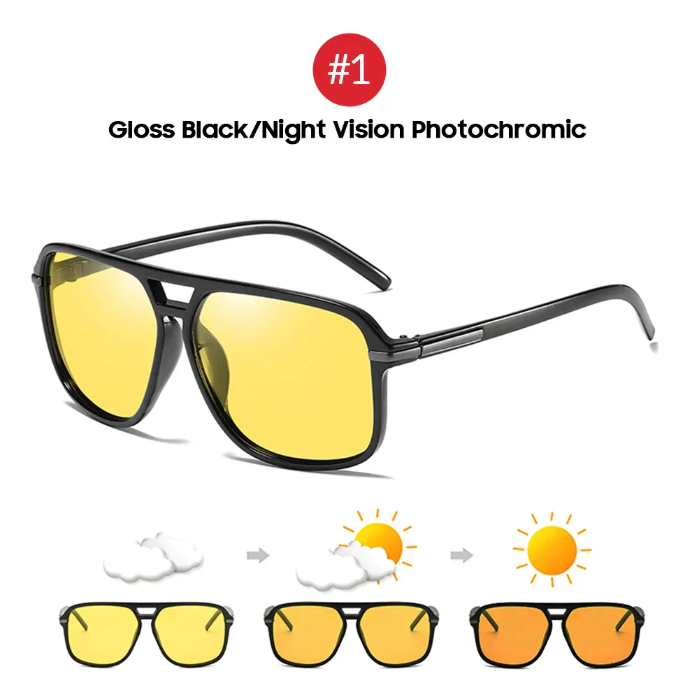 Polarized Night Vision Sunglasses Oversized Square Photochromic Lenses For Day To Night Driving Fall 2025 Trend - Image 9