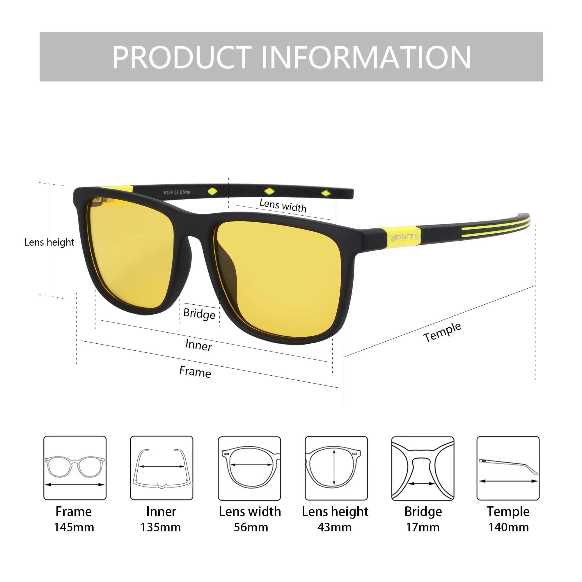 Polarized Sunglasses Square Frame Night Vision Driving Outdoor Sports Lightweight Comfort 100 Percent UV Fall 2025 - Image 3