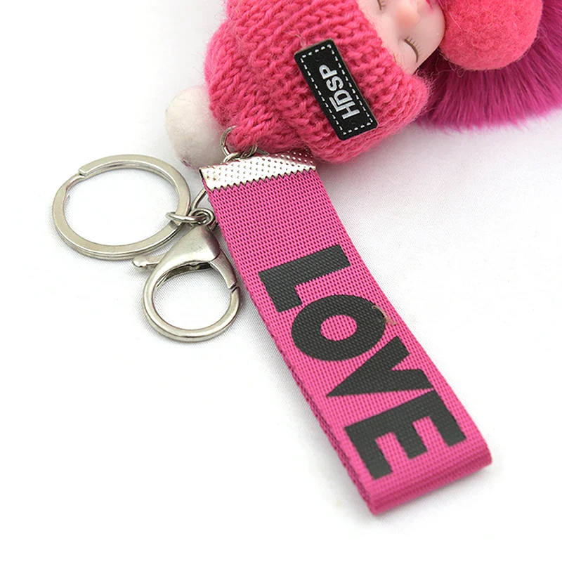 Pompom Sleeping Baby Keychain Plush Bag Charm Cute Gift - Image 9