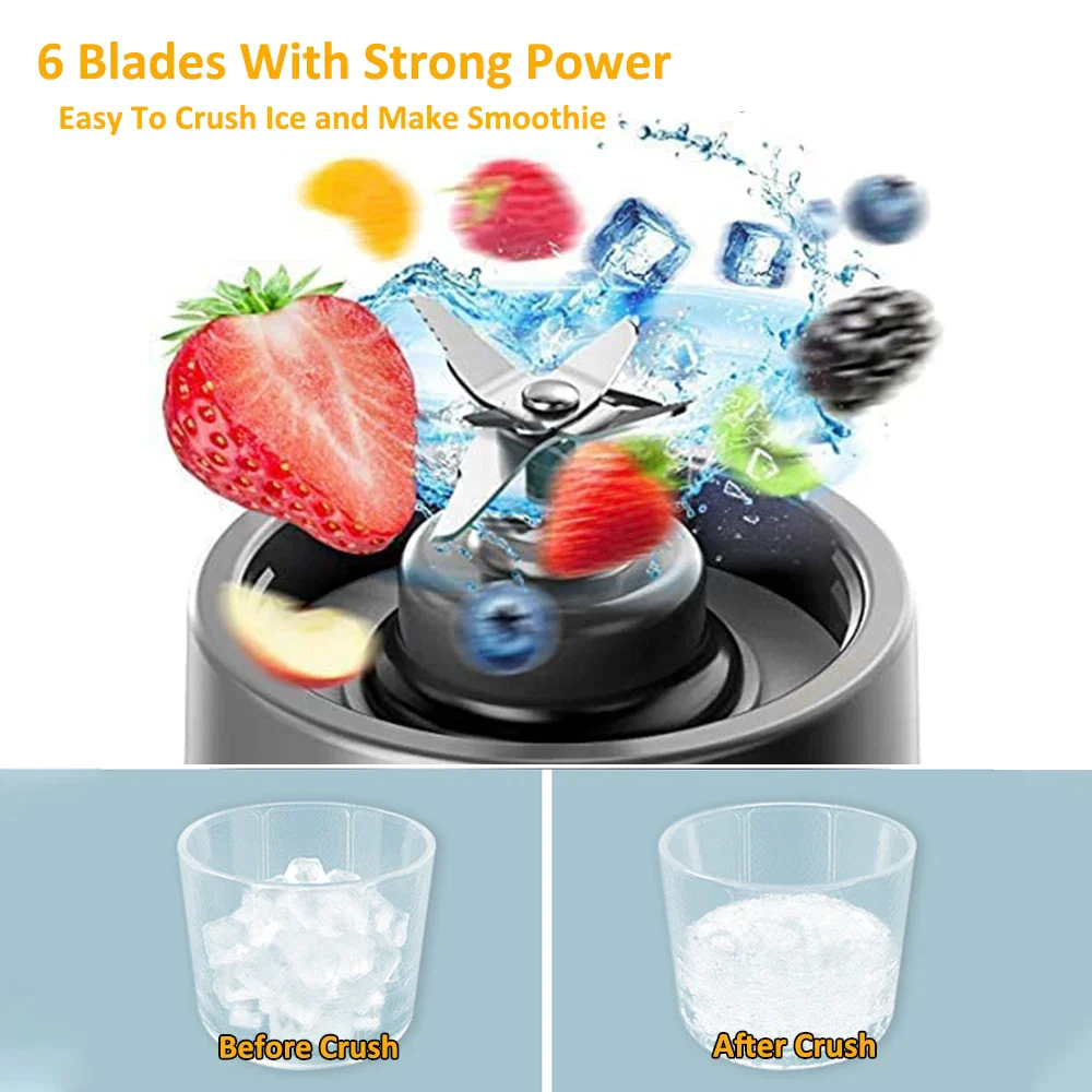 Portable Blender 6-Blades Smoothie Maker Summer Essentials 2026 Rechargeable On The Go Juicer - Image 3