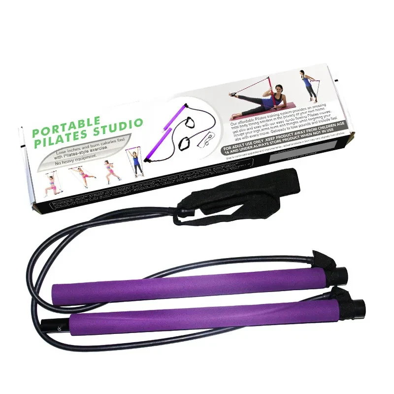 Portable Fitness Equipment Yoga Pilates Bar Stick with Resistance Bands for Home Workouts - Image 9