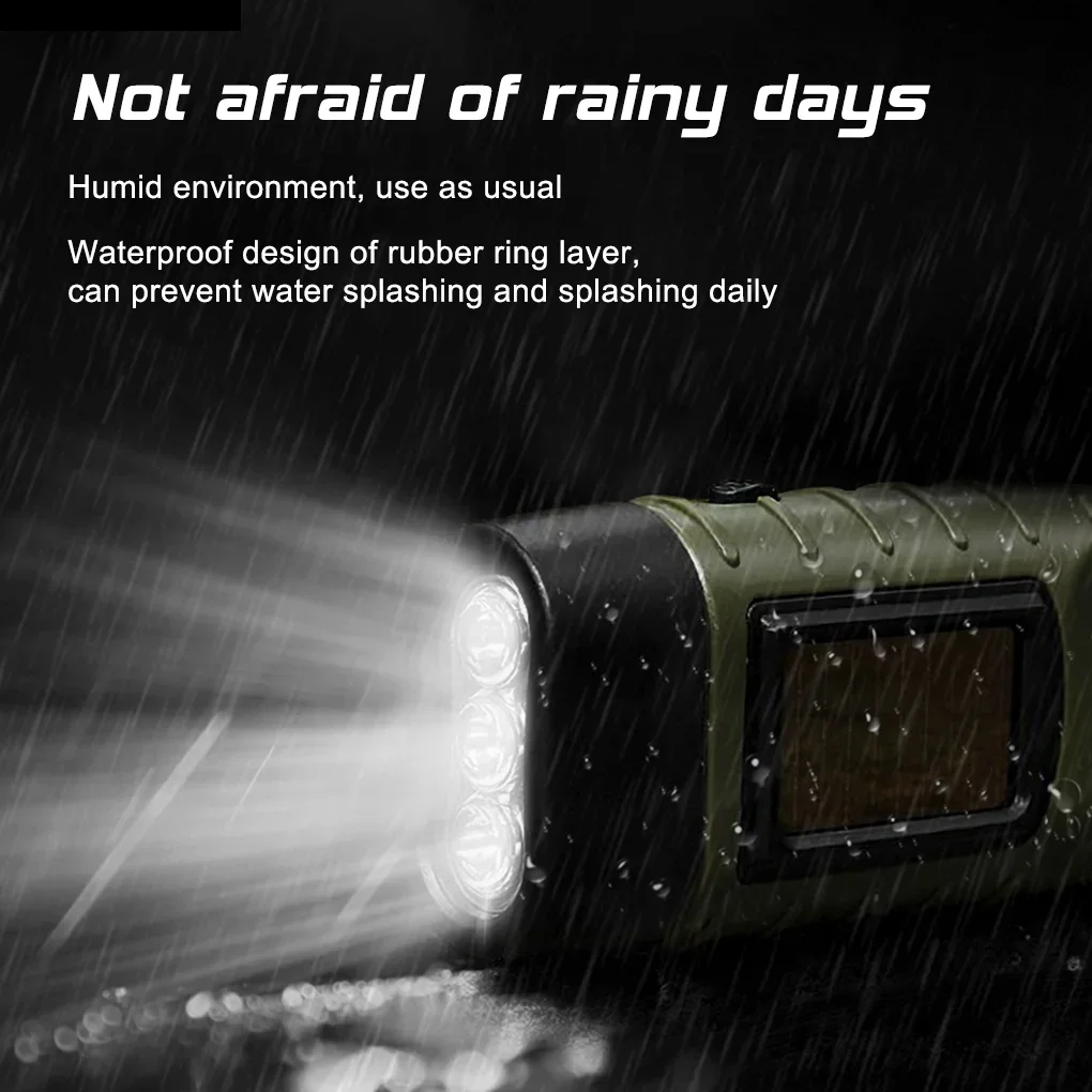 Portable LED Flashlight Tent Light Hand Crank Solar Torch - Outdoor Camping Hiking Emergency Lantern - Image 3