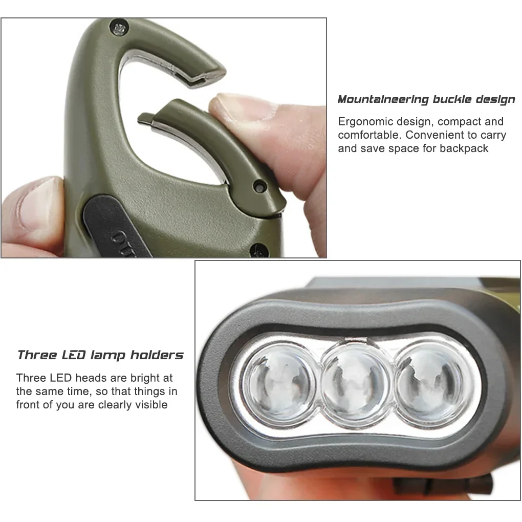 Portable LED Flashlight Tent Light Hand Crank Solar Torch - Outdoor Camping Hiking Emergency Lantern - Image 5