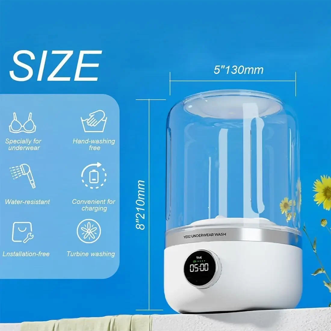 Portable Washing Machine 1L USB Mini Underwear Washer Travel Fall 2025 Dehydrator Quick On The Go Laundry - Image 5