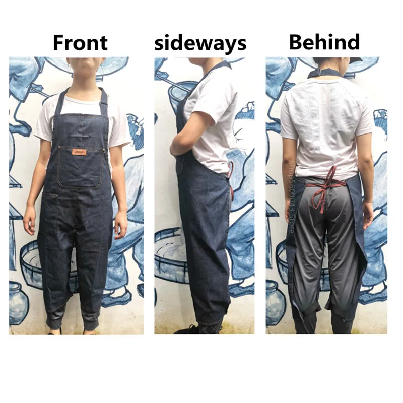 Pottery Apron Adjustable Denim Split Leg Overalls Studio Apron Fall 2025 Mud Retaining Pockets Anti Fouling - Image 6