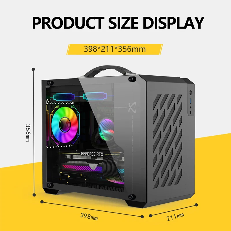 Mini ITX Case Glass Side 240mm Watercooling Portable - Image 3