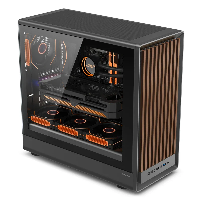 MATX PC Case Wooden Panel Tempered Glass Type C Port
