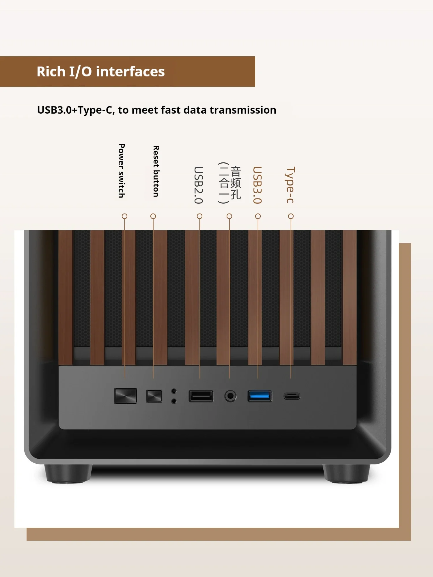 MATX PC Case Wooden Panel Tempered Glass Type C Port - Image 10