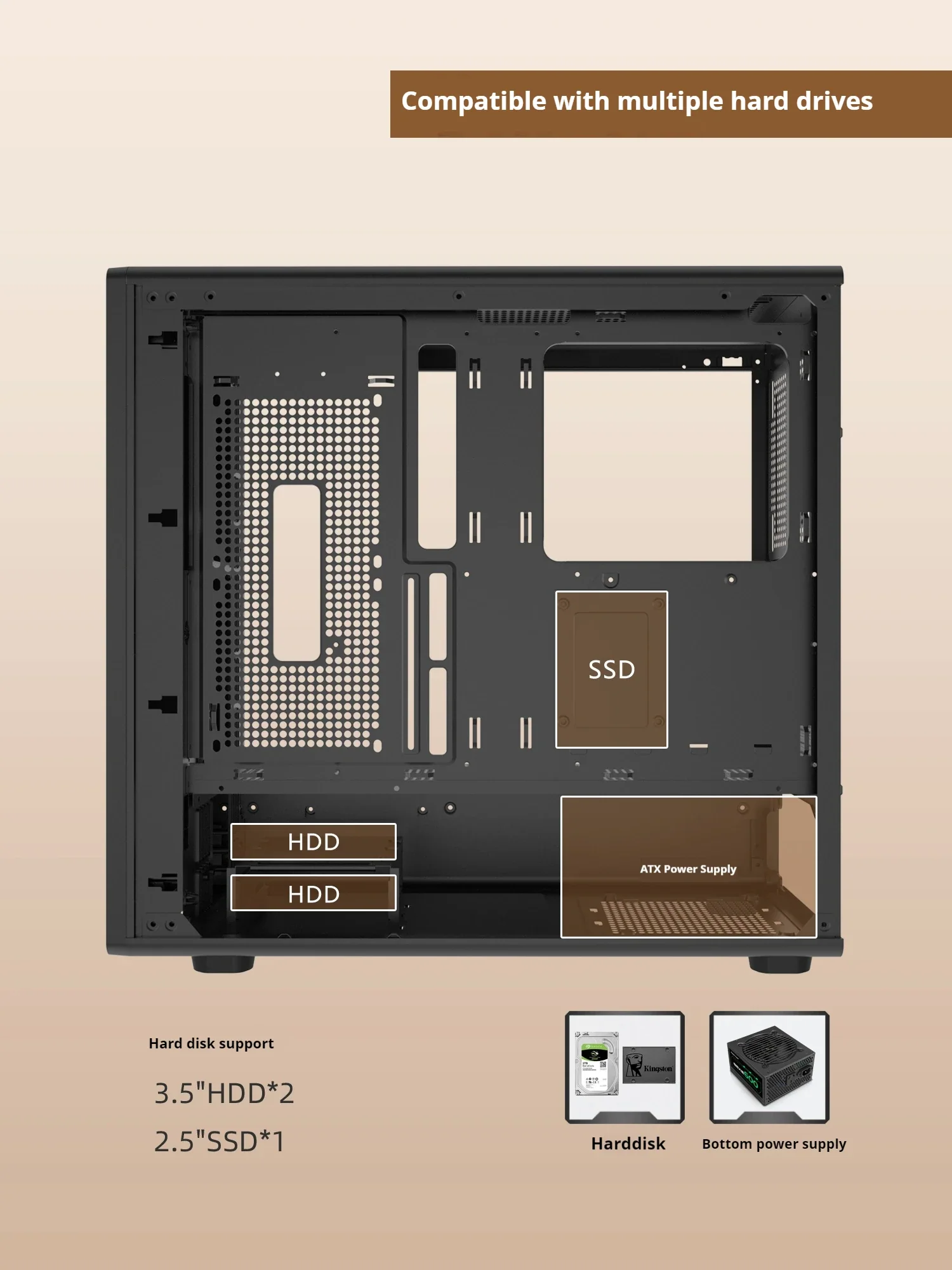 MATX PC Case Wooden Panel Tempered Glass Type C Port - Image 16