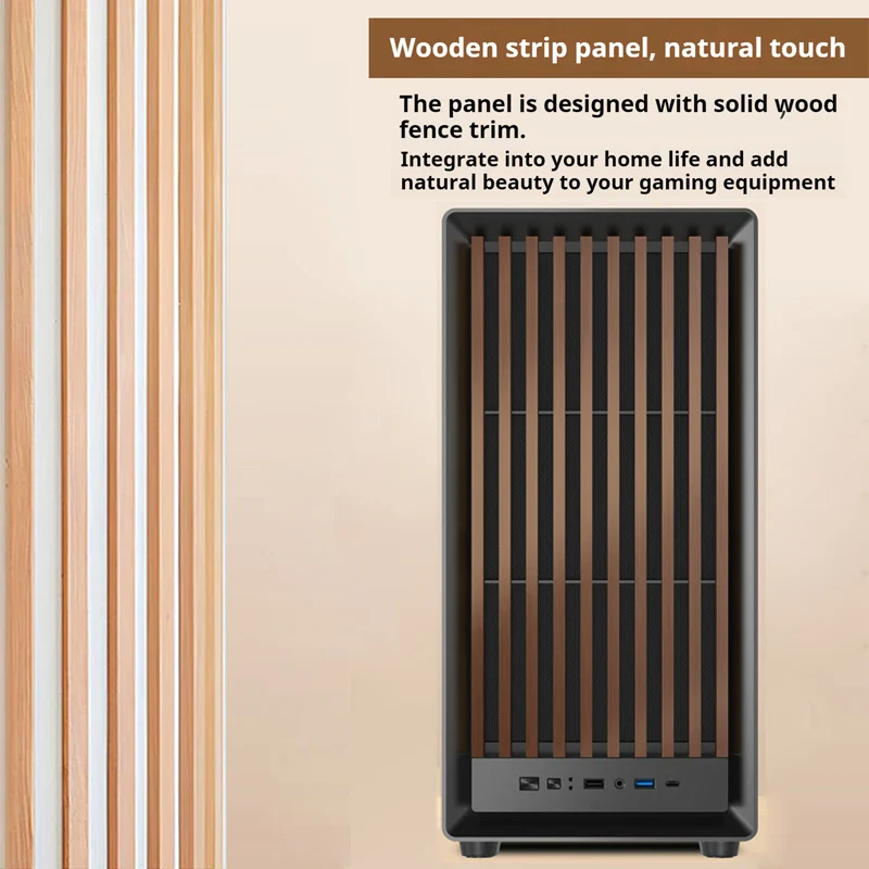 MATX PC Case Wooden Panel Tempered Glass Type C Port - Image 4