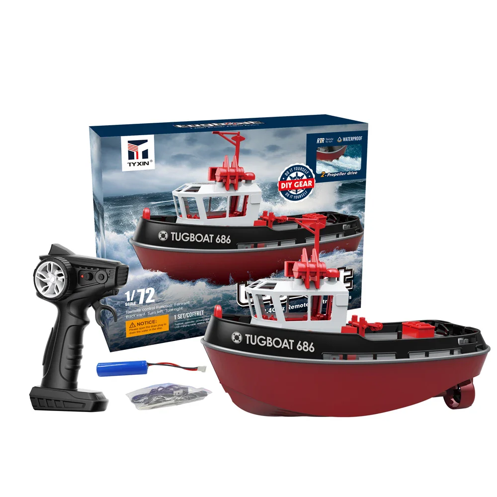 Powerful Dual Motor RC Tugboat Model - 1:72 Electric Remote Control Boat for Boys, Wireless Fun - Image 10
