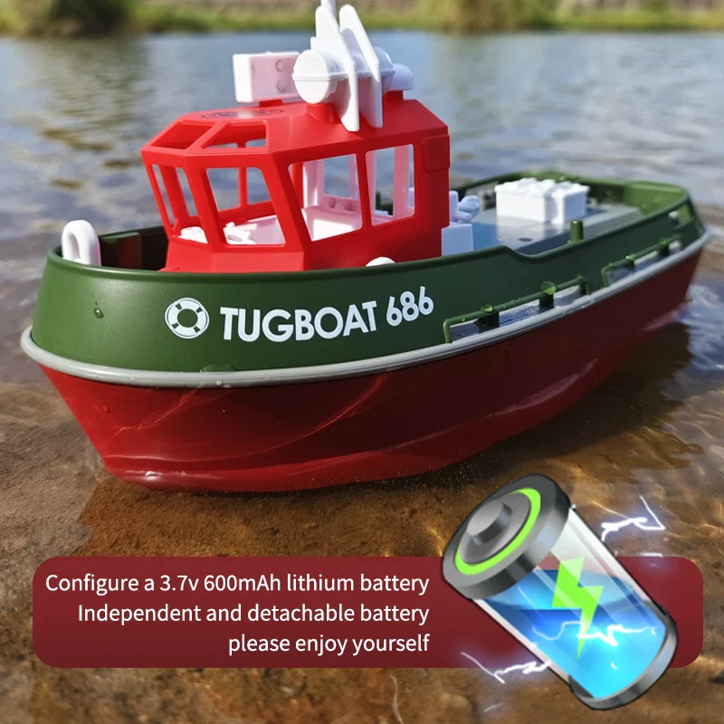 Powerful Dual Motor RC Tugboat Model - 1:72 Electric Remote Control Boat for Boys, Wireless Fun - Image 2