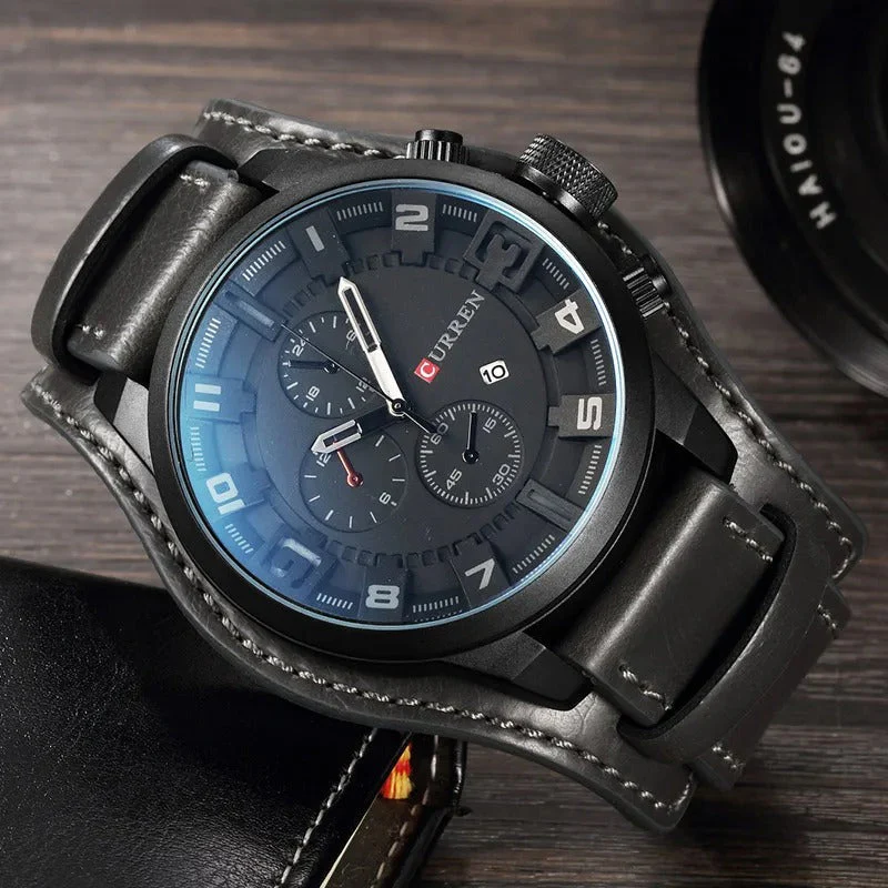 Premium men's chronograph watch – classic design, genuine leather, for business and formal occasions - Image 2