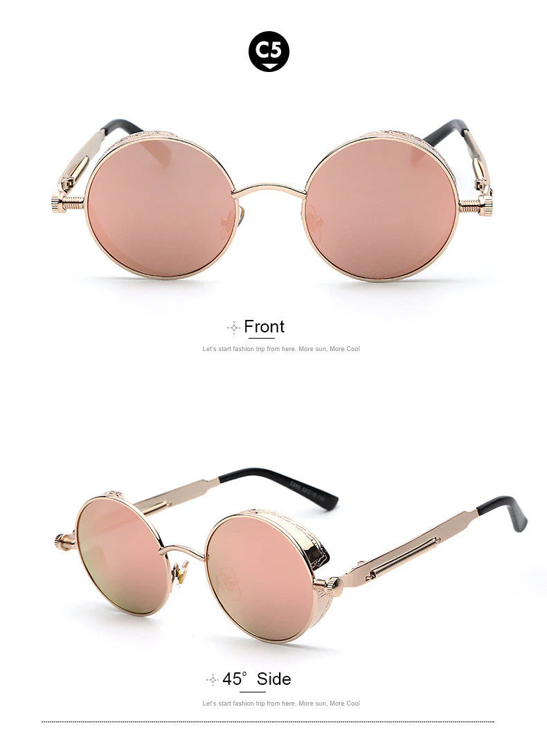 Premium men’s sunglasses – retro round design, acetate, for stylish occasions - Image 8