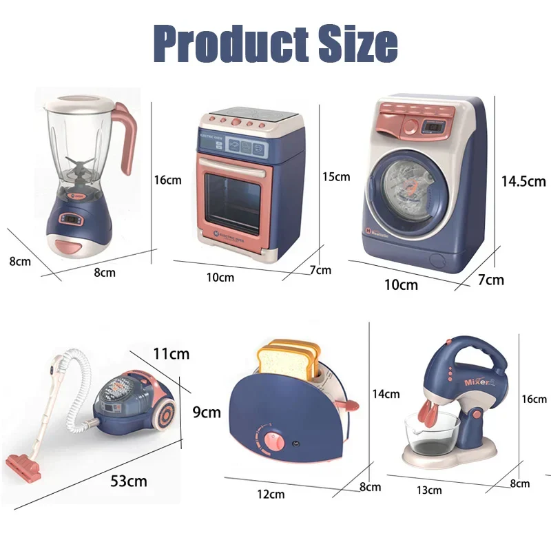 Pretend Kitchen Playset - Electric Vacuum, Juicer, Washing Machine & Water Sweeper Toys for Kids - Image 5