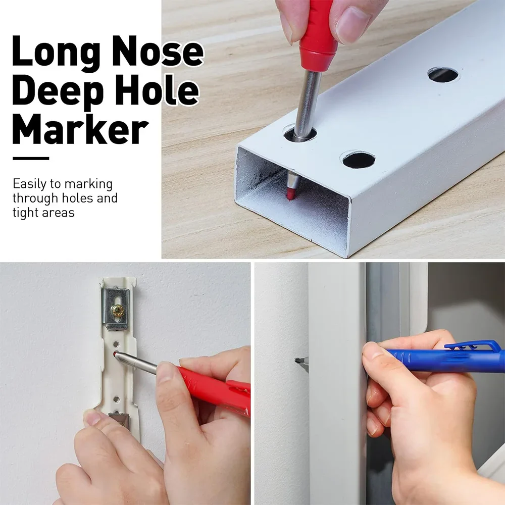 Professional Carpenter Pencil Metal Long Head Deep Hole Marker Tool for Woodworking - Image 3