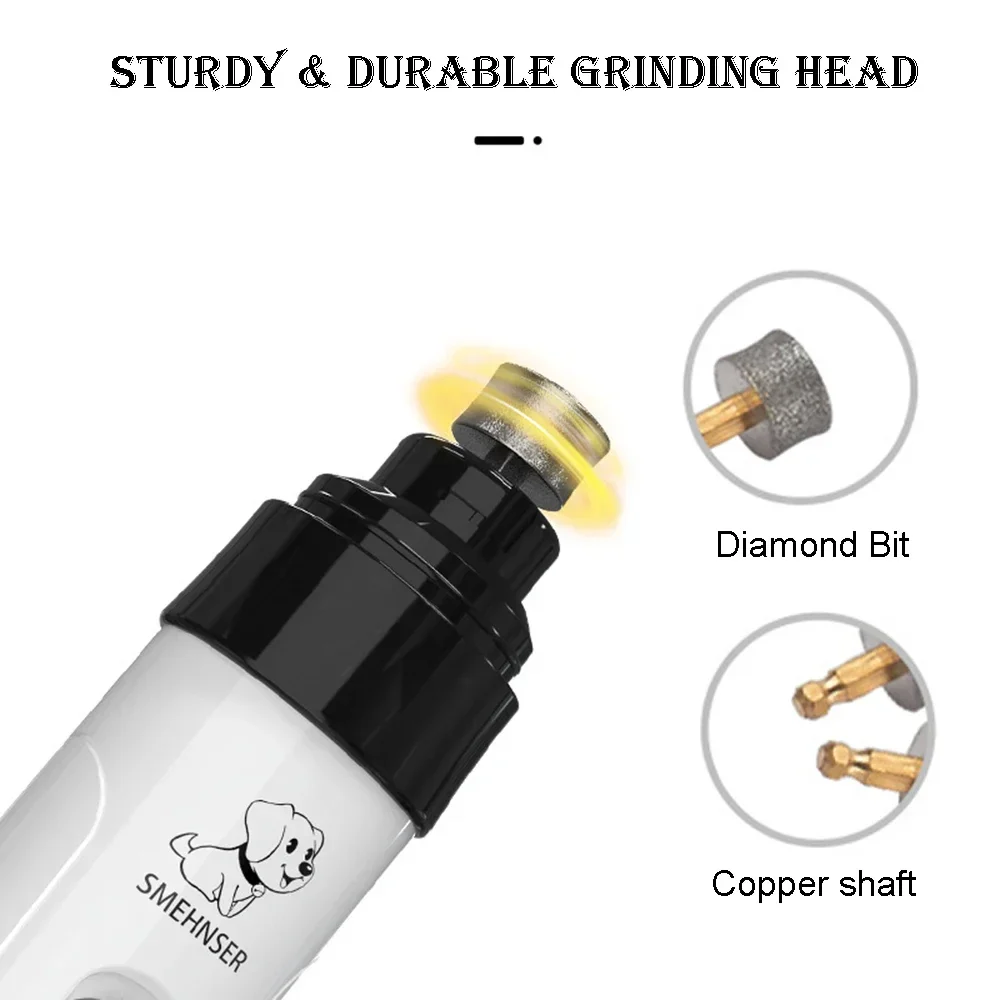 Professional Electric Pet Nail Grinder with Diamond Bit - Low Noise Grooming Tool for Dogs and Cats - Image 4