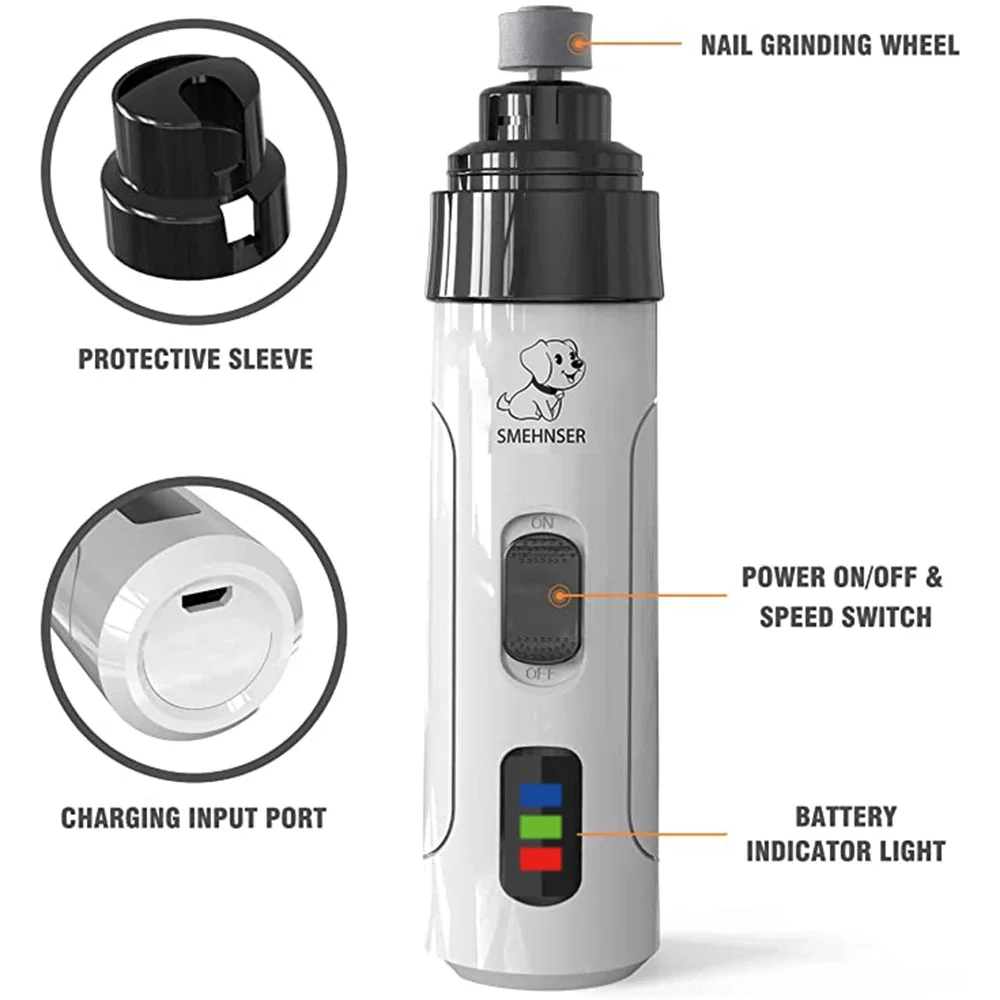 Professional Electric Pet Nail Grinder with Diamond Bit - Low Noise Grooming Tool for Dogs and Cats - Image 5