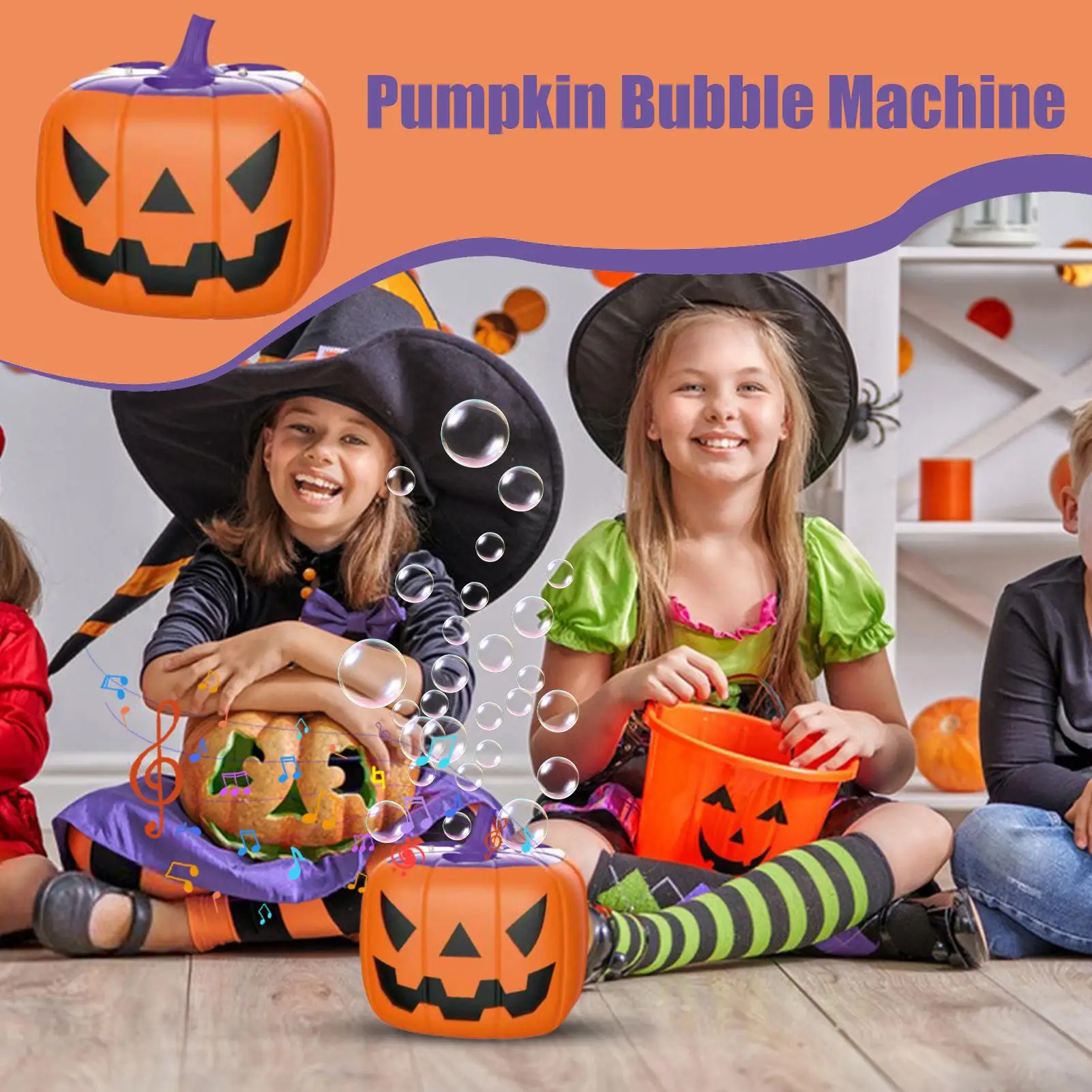 Pumpkin Bubble Machine Halloween 2025 With Lights Sound - Image 8