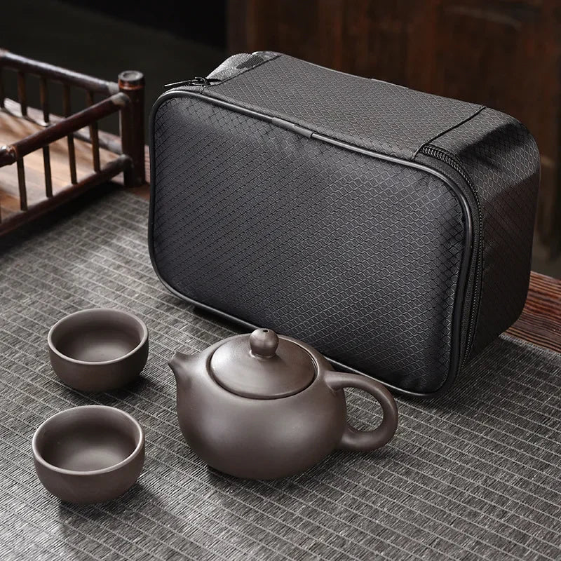 Purple Clay Travel Tea Set Portable Kung Fu Teaware - Image 19