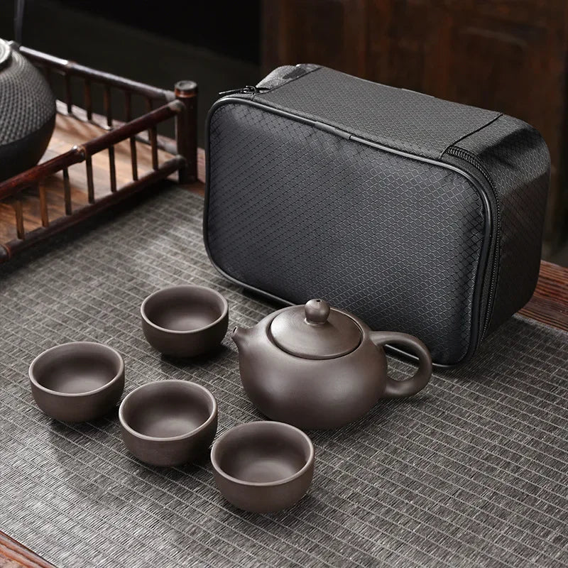Purple Clay Travel Tea Set Portable Kung Fu Teaware - Image 21