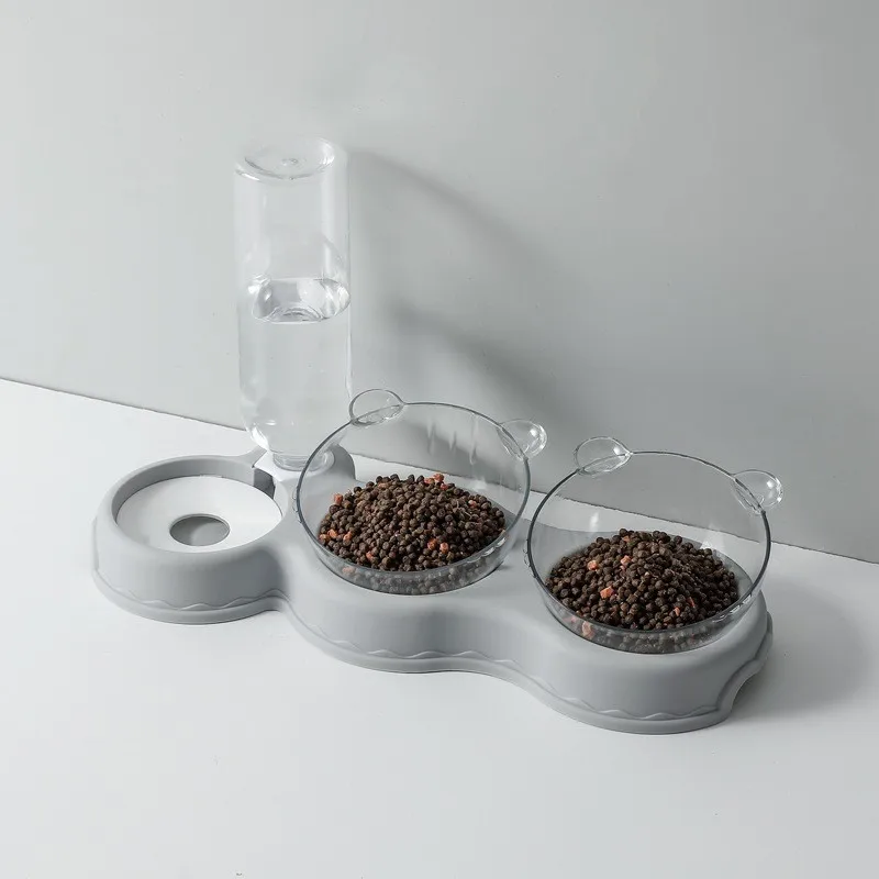 Raised Pet Feeding Station Tilted 3-Bowl Design With 500ML Water Bottle Fall 2025 Ergonomic Spine Protection - Image 10
