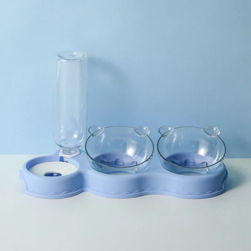 Raised Pet Feeding Station Tilted 3-Bowl Design With 500ML Water Bottle Fall 2025 Ergonomic Spine Protection - Image 15
