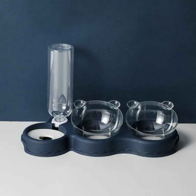Raised Pet Feeding Station Tilted 3-Bowl Design With 500ML Water Bottle Fall 2025 Ergonomic Spine Protection - Image 16