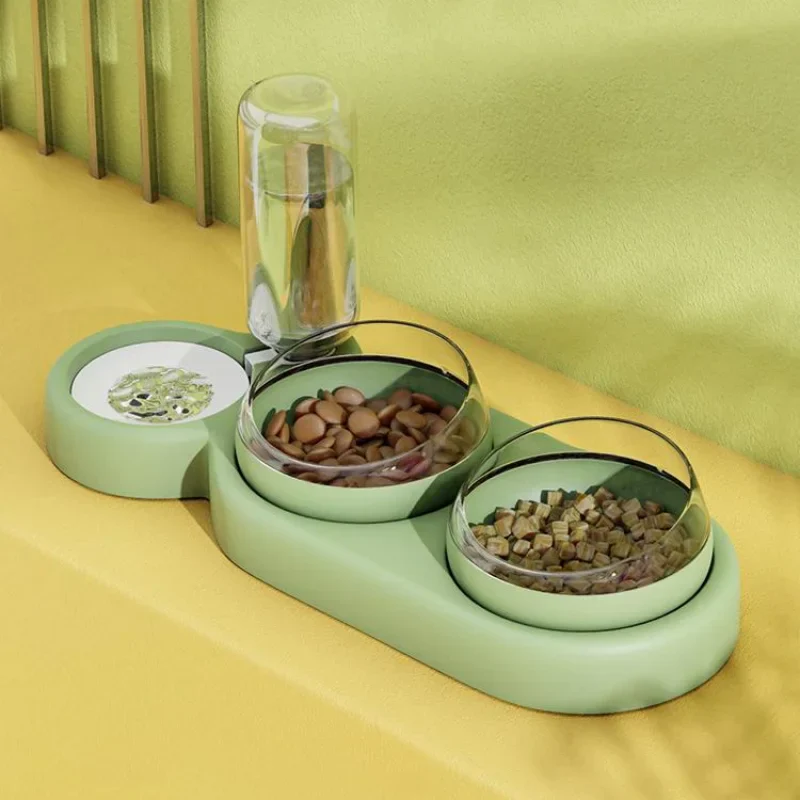 Raised Pet Feeding Station Tilted 3-Bowl Design With 500ML Water Bottle Fall 2025 Ergonomic Spine Protection - Image 3