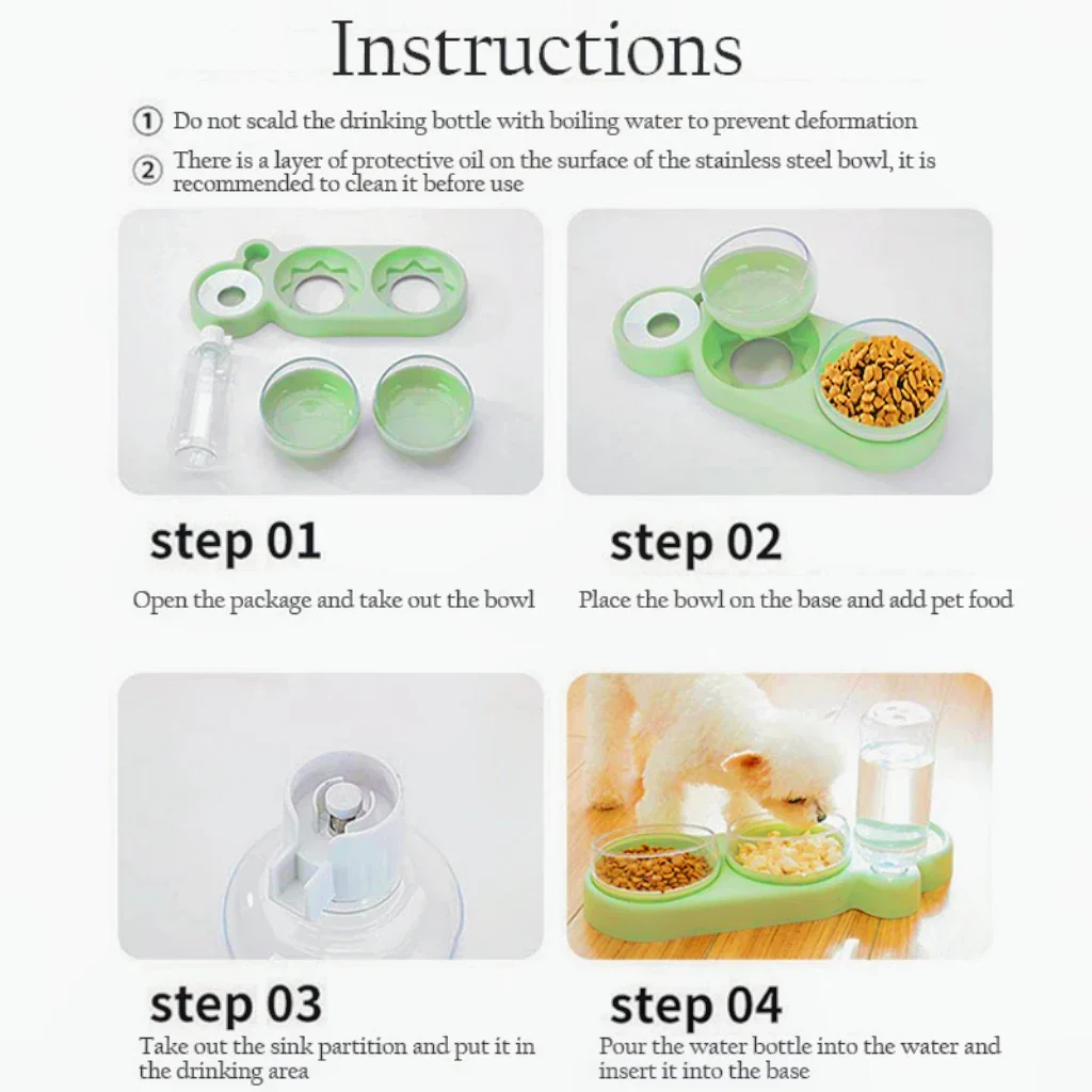 Raised Pet Feeding Station Tilted 3-Bowl Design With 500ML Water Bottle Fall 2025 Ergonomic Spine Protection - Image 4