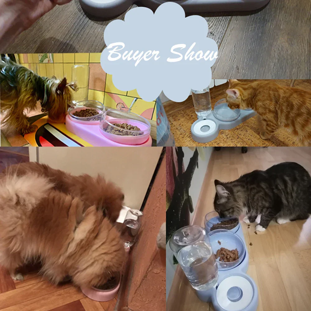 Raised Pet Feeding Station Tilted 3-Bowl Design With 500ML Water Bottle Fall 2025 Ergonomic Spine Protection - Image 6