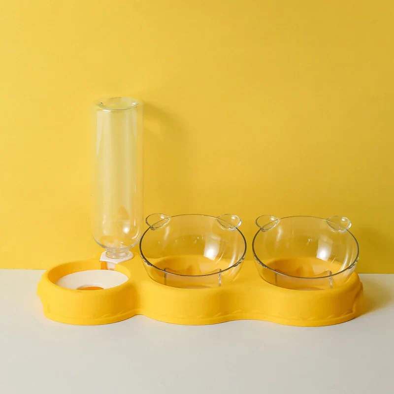 Raised Pet Feeding Station Tilted 3-Bowl Design With 500ML Water Bottle Fall 2025 Ergonomic Spine Protection - Image 7