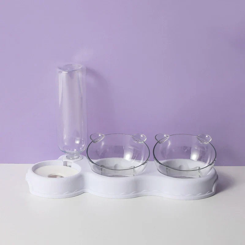 Raised Pet Feeding Station Tilted 3-Bowl Design With 500ML Water Bottle Fall 2025 Ergonomic Spine Protection - Image 9