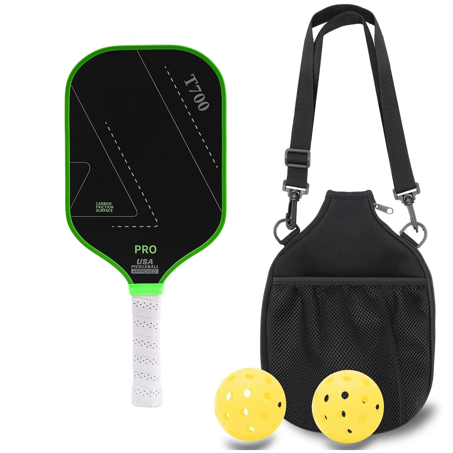 Raw Carbon Fiber Pickleball Paddle with 16MM Polymer Core and Faux Leather Grip for Enhanced Control and Spin - Image 11