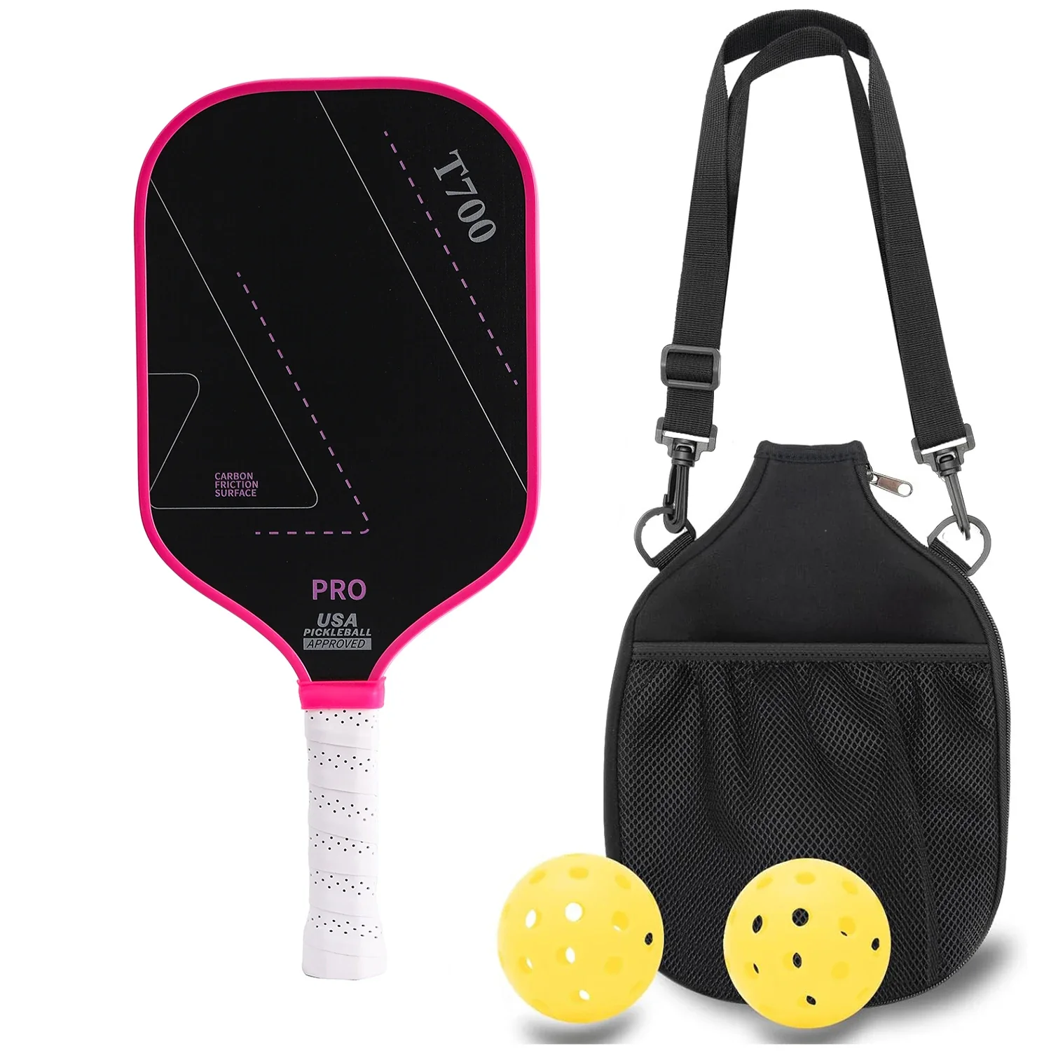 Raw Carbon Fiber Pickleball Paddle with 16MM Polymer Core and Faux Leather Grip for Enhanced Control and Spin - Image 8